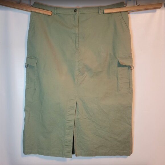 Sage Green Casual Cotton Canvas Cargo Skirt - Picture 1 of 13